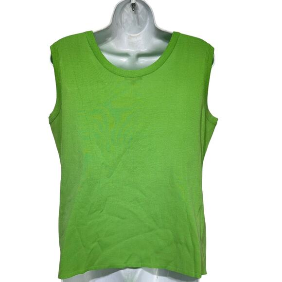 Misook Green Knit Sleeveless Tank Shell Top Size PL - Picture 2 of 6
